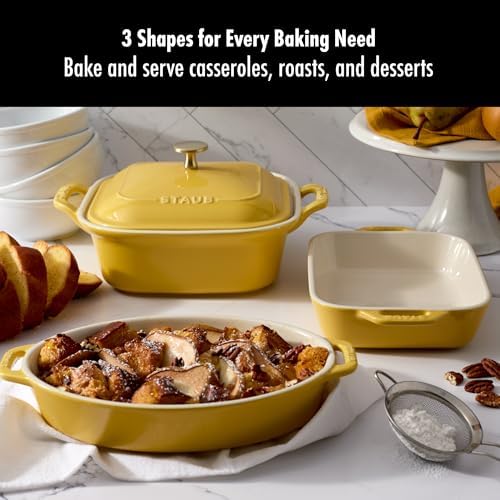 Staub Ceramic 4-pc Baking Pan Set, Citron