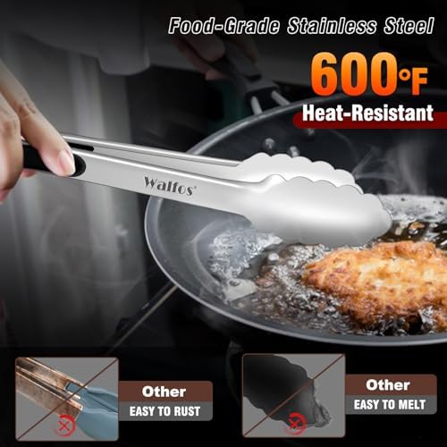 Food Grade Stainless Steel Kitchen Tongs for Cooking,BBQ - 7,9 and 12