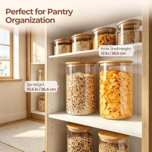 ComSaf Flour Sugar Storage Containers 4 Qt, 2 Pack Glass Flour