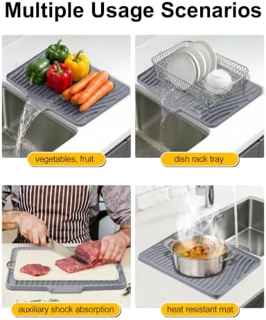 Silicone Dish Drying Mat, 1Pcs 19.7" x 15", Grey