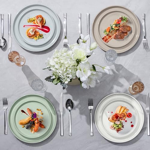 LIANYU Dinner Plate Set of 4, 7.75 Inch Stoneware Salad Kitchen