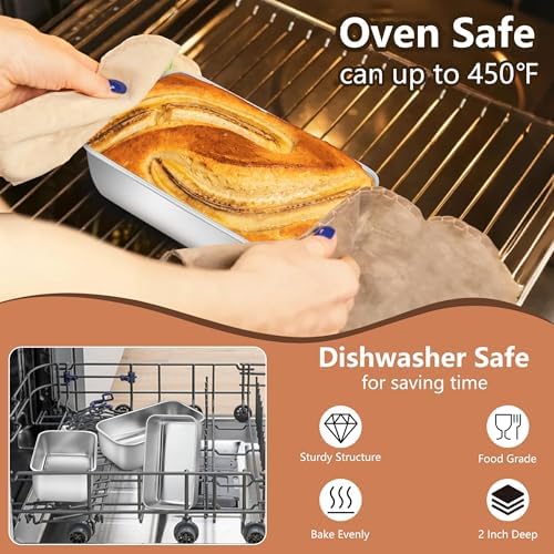 LIANYU 6.3 x 3.5 In Stainless Steel Mini Loaf Pan for Baking Bread