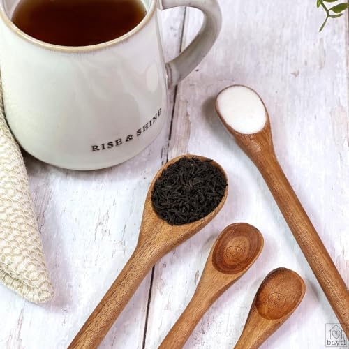 Long Handle Acacia Wooden Measuring Spoons, 100% Natural Food Grade