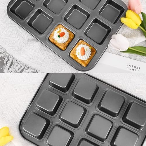 Brownie Pan with Dividers, 2 Set All Edges Square Cupcake Brownie Pans