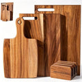 Acacia Wood Cutting Board Set of 3 with Stand, Multi-Size Wooden