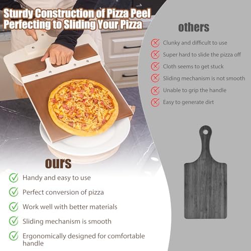 Sliding Pizza Peel with Cutter, 12” Wood