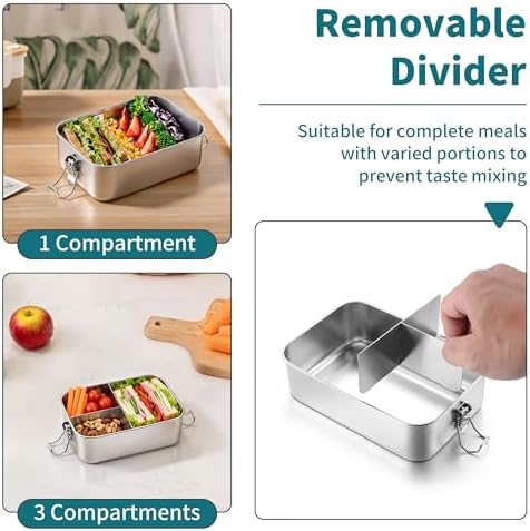 TeamFar Stainless Steel Bento Box, 28oz/850ML Metal Lunch Box with Lid