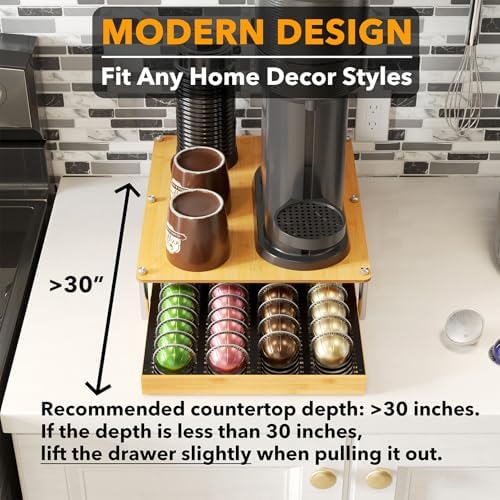 SpaceAid Bamboo Coffee Pod Holder for Nespresso Vertuo Capsules