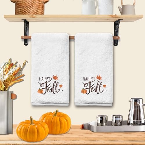 Fall Hand Towels for Bathroom Set of 2, Pumpkin Bathroom Decor