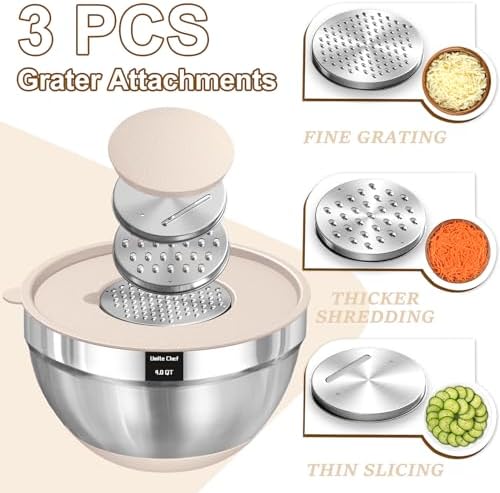 Umite Chef 8PCS Stainless Steel Mixing Bowls with Lids