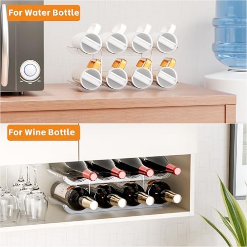 Yieach 2 Tier Water Bottle Holder for Cabinet,Acrylic Wine Rack and