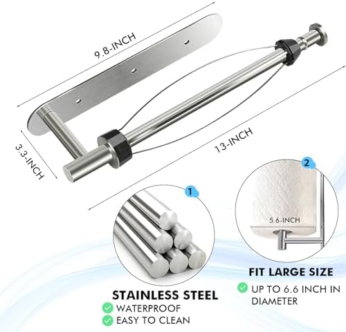 KIHOGEM Silver Magnetic Paper Towel Holder