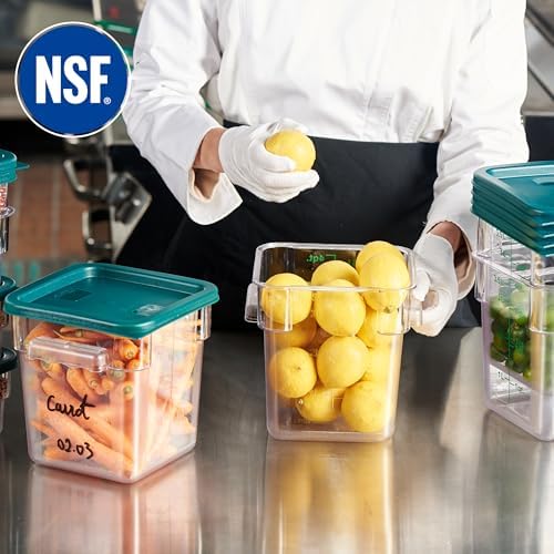 CURTA 4 Pack Food Storage Container with Green Lid - NSF Commercial