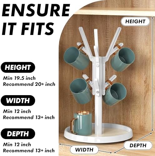 Simple Houseware 360 Turntable Mug Holder Tree for Countertop, White