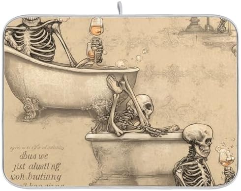 OTVEE Bubbly Bath and Cheers Dish Drying Mat for Kitchen Counter