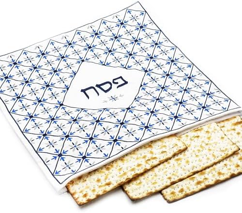 The Dreidel Company Embroidered Passover Matzah Cover for Passover
