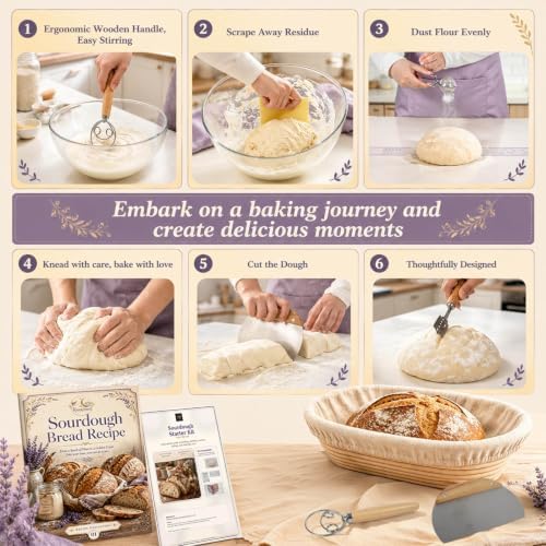Sourdough Starter Kit, 9" Round & 10" Oval Banneton Basket