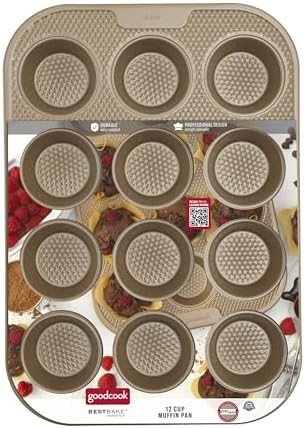 GoodCook BestBake Nonstick Textured Carbon Steel Muffin Pan, 12cp