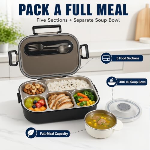 XXXMDXW Stainless Steel Lunch Box Set with Soup Bowl and Bag