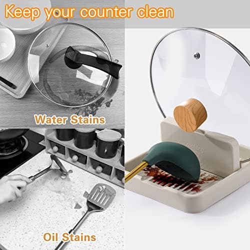 AIERSA Plastic Spoon Rest with Lid Holder for Stove Top, Heat
