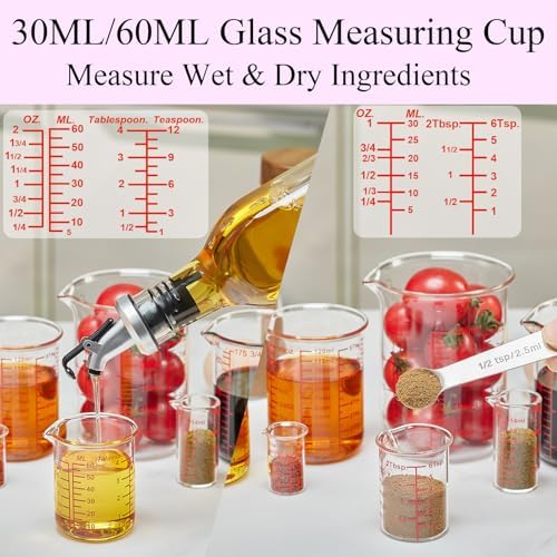 Ackers BORO3.3 Glass Measuring Cup Set, Beaker Style, 7-Piece