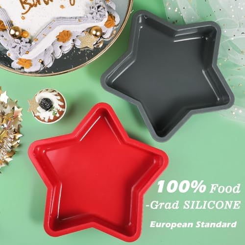 Webake 2Pcs Silicone Star Cake Pan 10 Inch Large Nonstick Star Shaped