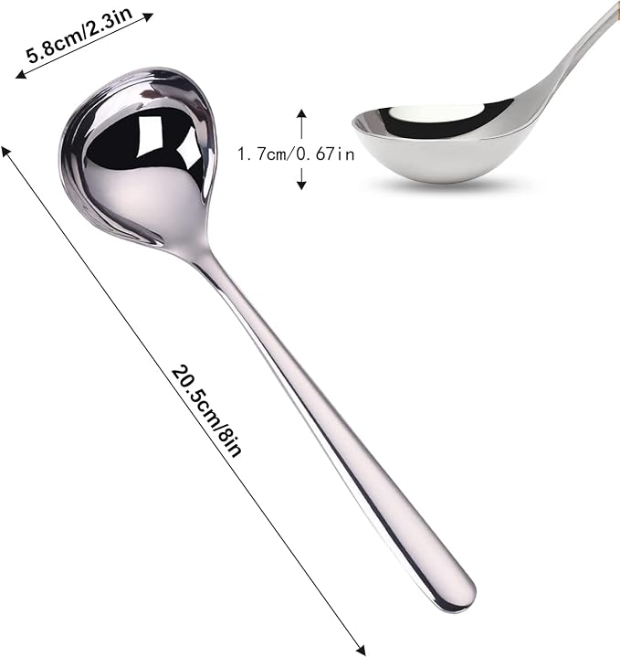 Comicfs 2 Pack Gravy Ladle, SUS 304 Stainless Steel Soup Ladle, Small Soup - Image 2