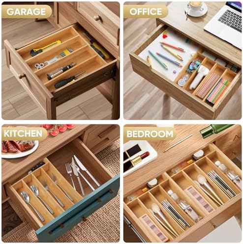 Bamboo Silverware Organizer, 10 Inch, 5 Slots