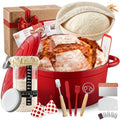 Sourdough Starter Kit with 6.5 QT Enamel Cast Iron Pot