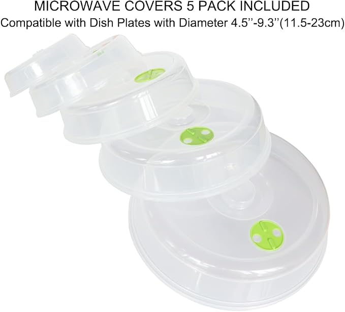 Microwave Covers for Food 5 PCS Microwave Splatter Lid Cover Dish Cover Plate - Image 5