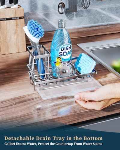 Consumest Stainless Steel Sink Caddy, Silver