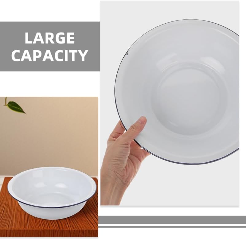 ABOOFAN Vintage Enamel Basin 11.02 Inch Round Enamel Dish Basin for