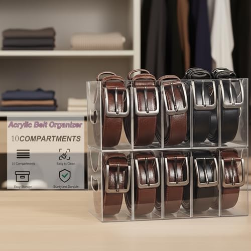 Belt Organizer,Acrylic Belt Organizer for Closet with Removable