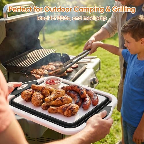 Collapsible BBQ Prep Tub with Lid, Foldable Camping Sink with