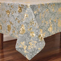 Rectangle PVC Table Cloth Elegant Gold Vine Flower Waterproof