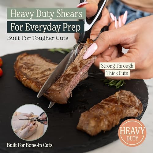 Heavy Duty Kitchen Shears With Sharpener - Lifetime Replacement