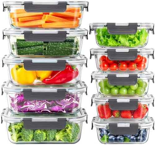 Glass Meal Prep Containers, 10 Pack