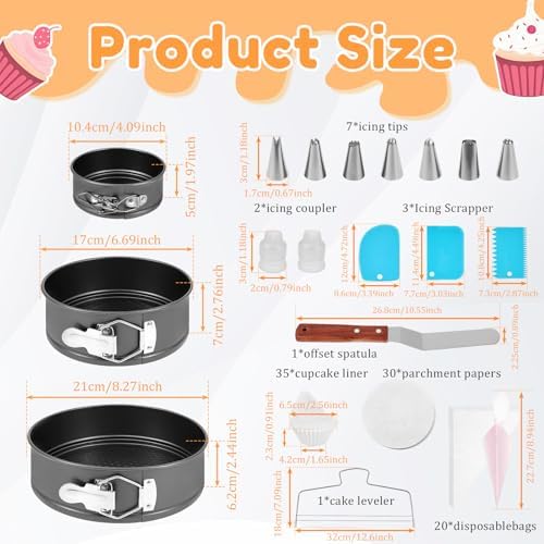 Springform Cake Pan Sets with Cake Decorating Kit, Round Non-Stick