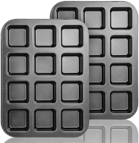2 Pack Mini Brownie Pan with Dividers, Brownie Bite Pan, 12 Cavity