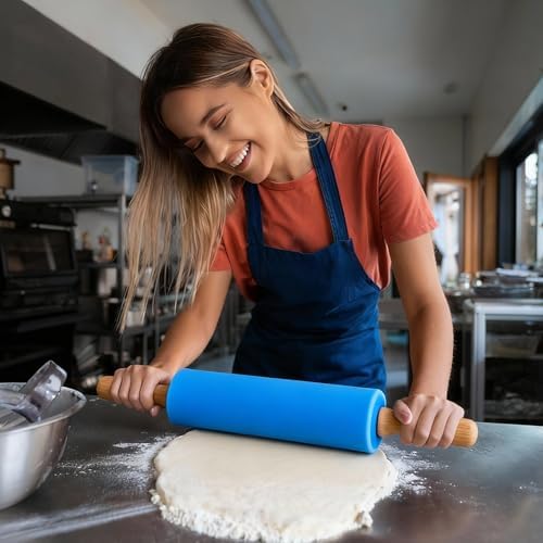 uxcell Rolling Pins for Baking, 9 Inch Silicone Non-Stick Rolling Pin