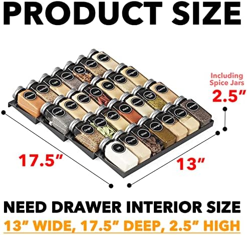 SpaceAid Spice Drawer Organizer with 28 Spice Jars