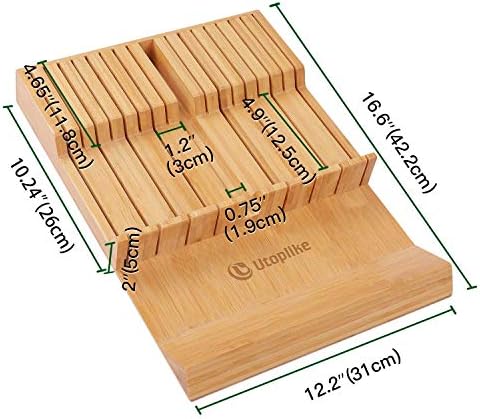 Utoplike In-drawer Knife Block Bamboo Kitchen 16 Knifes Drawer