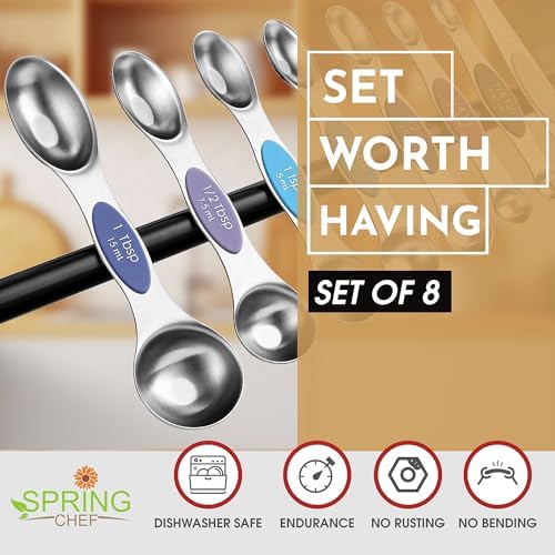 Spring Chef Stainless Steel Magnetic Measuring Cups, Set of 7 & Heavy