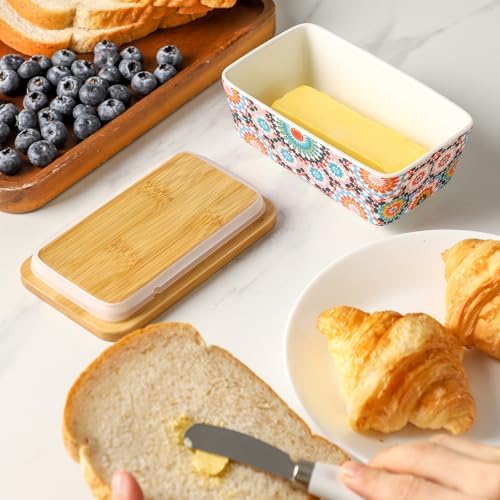 Butter Dish with Lid, Large Butter Dish for Countertop, Ceramic Butter