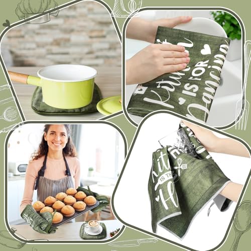 Fourluoo 10 Pcs Sage Green Kitchen Decor Set Farmhouse