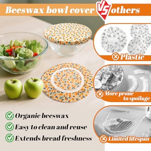 OHIYO 2 Large Beeswax Bowl Covers, 12 Inch