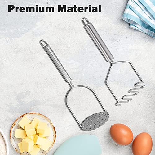 2 Pcs Potato Masher,Stainless Steel Potato Smasher Kitchen Tools and
