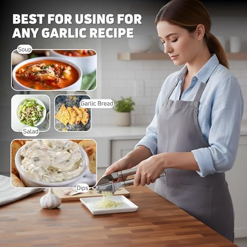 KUYRA Stainless Steel Garlic Press Set