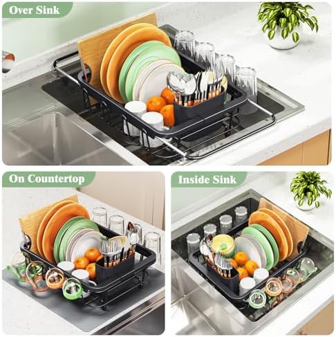 Urackify In-Sink Dish Drying Rack, Black