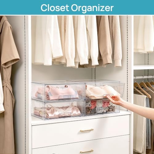 Vtopmart 2 Pack Large Clear Stackable Storage Drawers